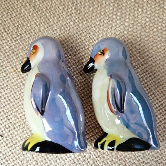 Vintage Japanese Lusterware Ceramic Penguin Puffin Salt & Pepper Shakers - Picture 8 of 8